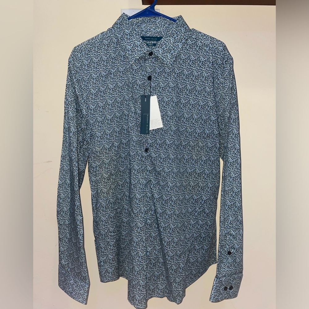 Perry Ellis Men's Blue Patterned Shirt
